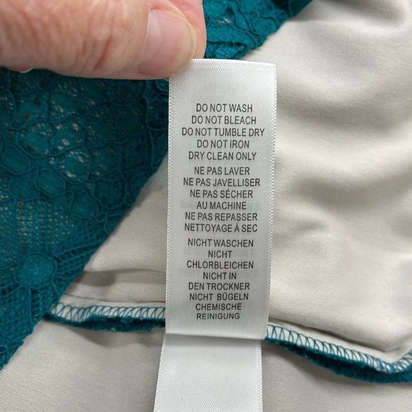 Adrianna Papell NWT Teal Green Sleeveless Lace Shift Dress Size 2P - Picture 12 of 12